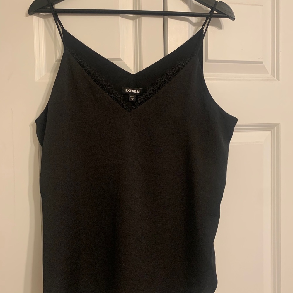 Black satin tank top